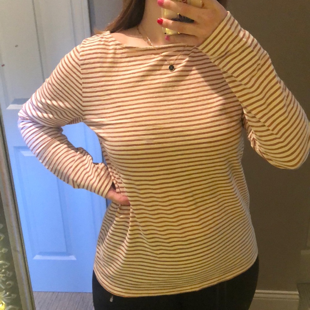 Striped long sleeve shiny cream shirt